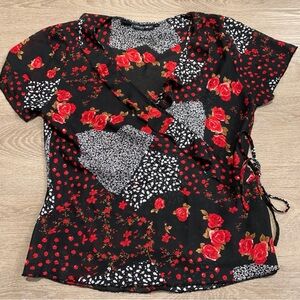 Carlie's Court Rose Wrap Blouse Size L